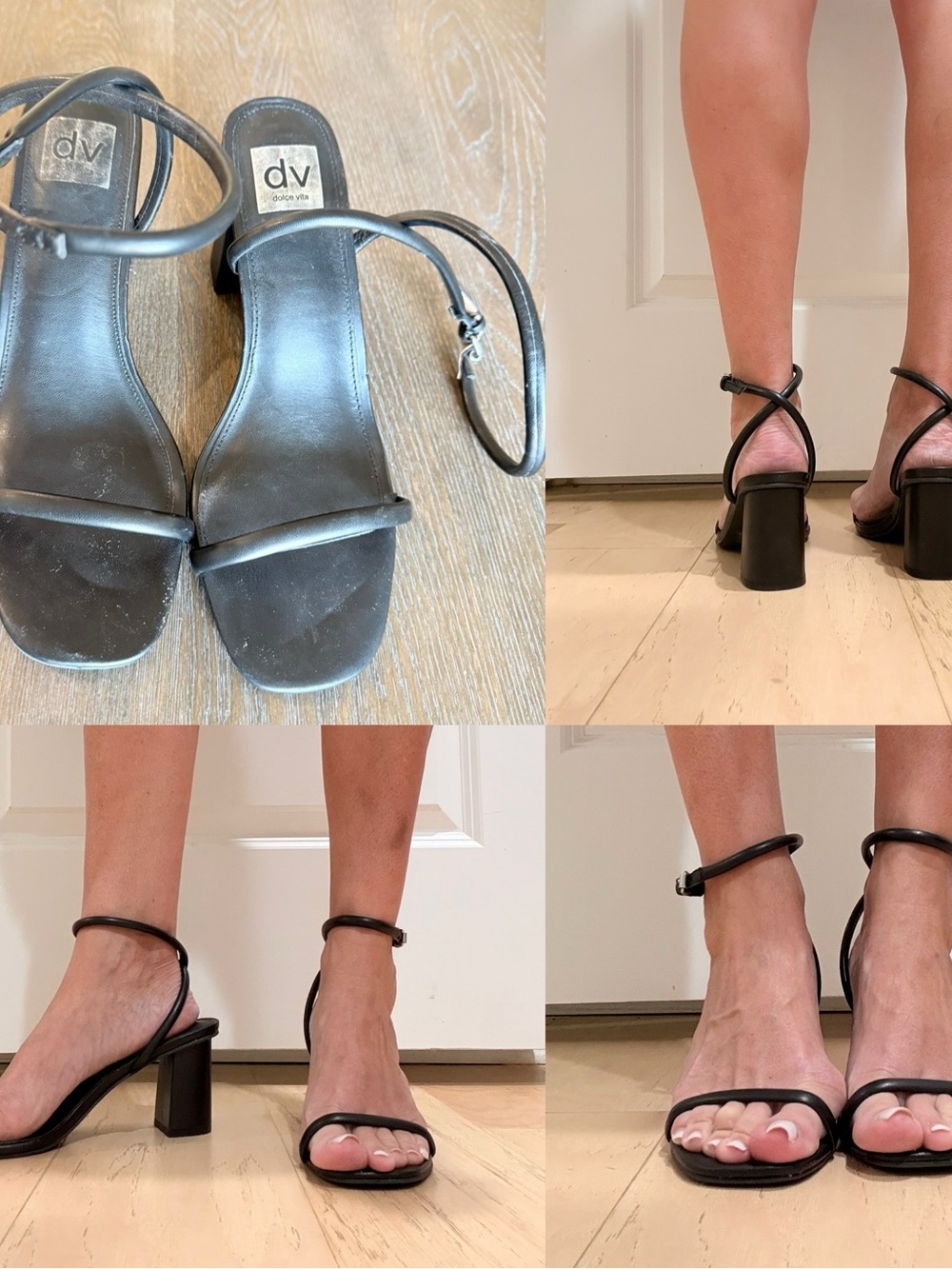 DV by Dolce Vita Black Minimalist Strappy Block Heel Sandals